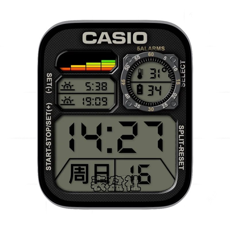 CASIO卡西欧复古界面黑色背景灰色显示屏表盘表盘
