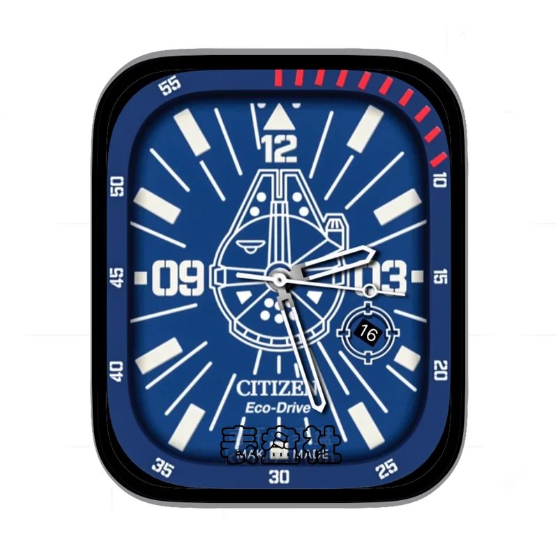 西铁城CITIZEN蓝色背景白色刻度表盘表盘