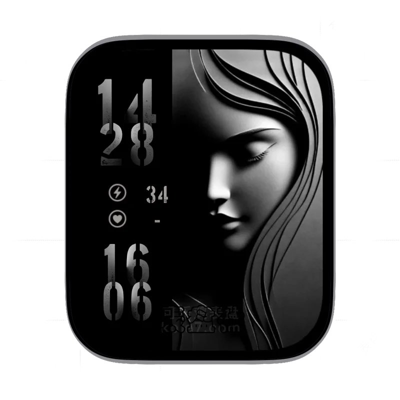 黑色背景少女侧脸表盘表盘