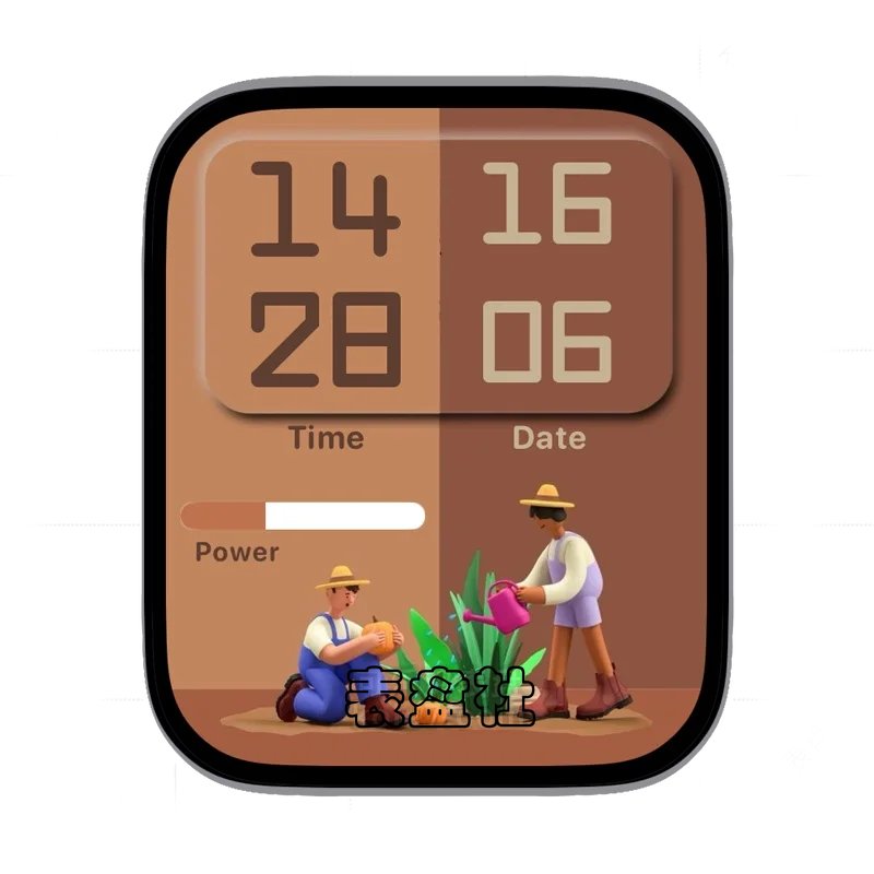 花农在浇水泥土卡通表盘表盘