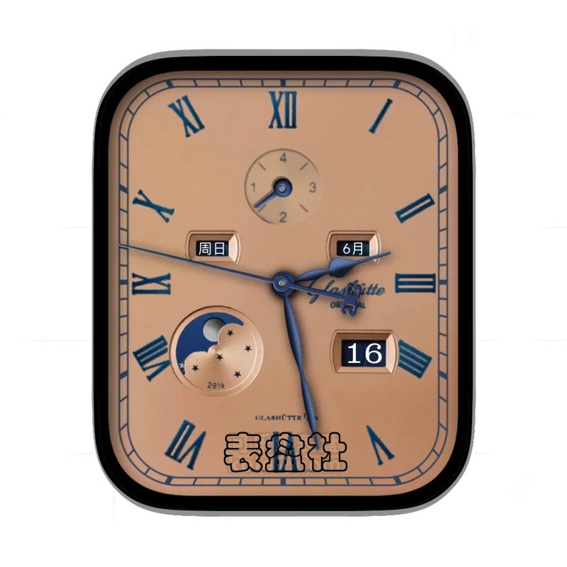 淡棕色背景蓝色刻度表盘表盘