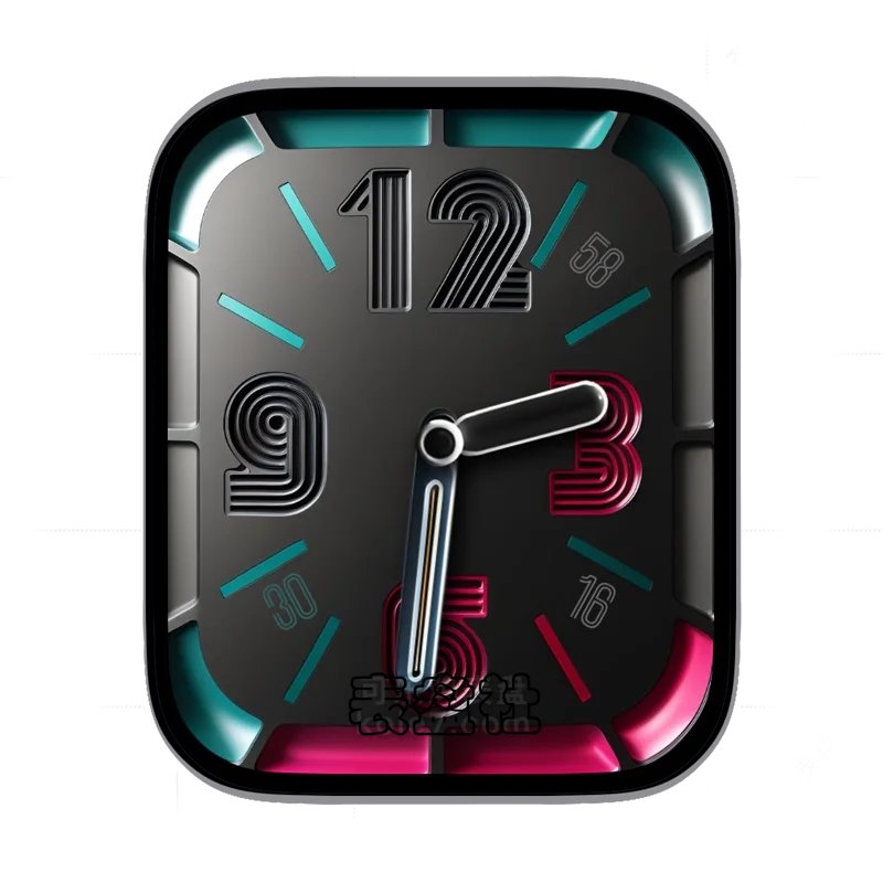 黑色背景玫红色外圈渐变表盘表盘