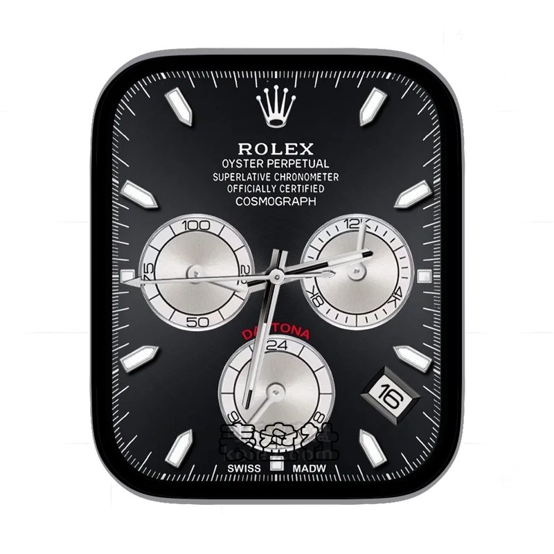 劳力士ROLEX黑色背景白色三盘表盘表盘