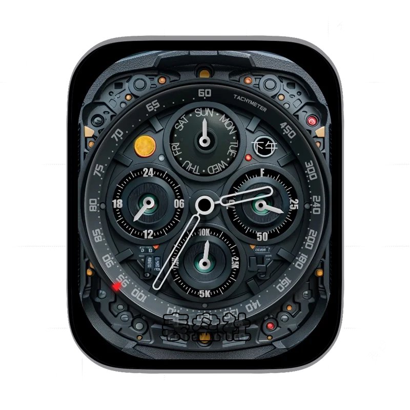 黑色炫酷机械四盘表盘表盘