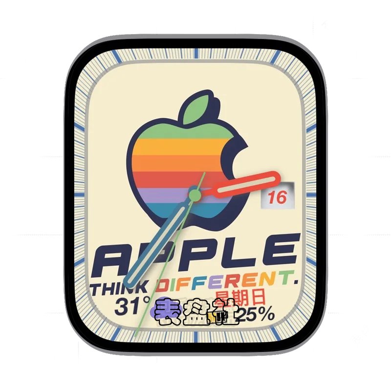 apple彩虹图标淡黄色表盘表盘