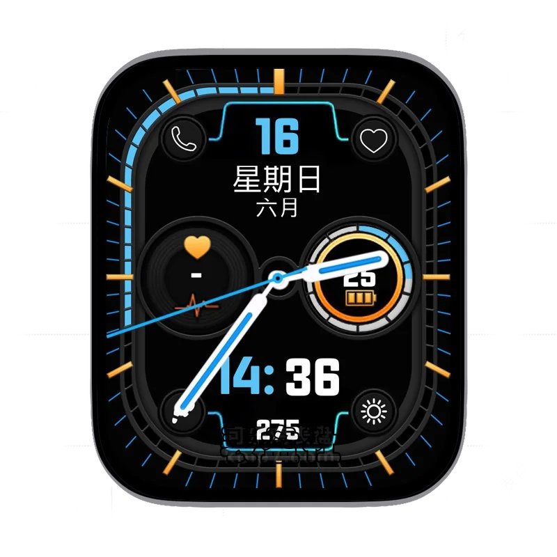 黑色背景蓝色刻度表盘表盘