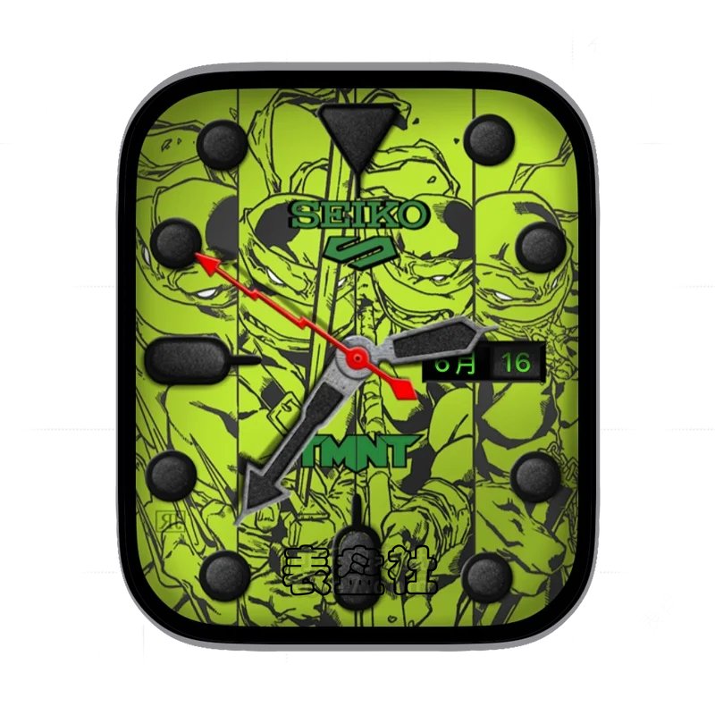 seiko精工绿色背景绘画表盘表盘