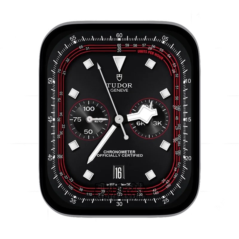 tudor帝陀黑色背景红色刻度表盘表盘