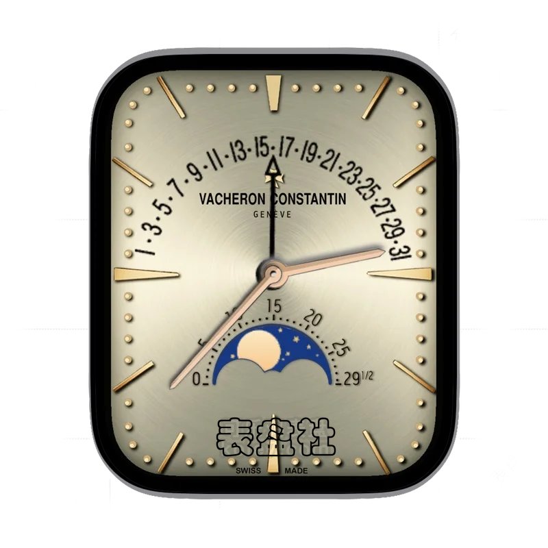 百达翡丽月相黄色金属表盘表盘