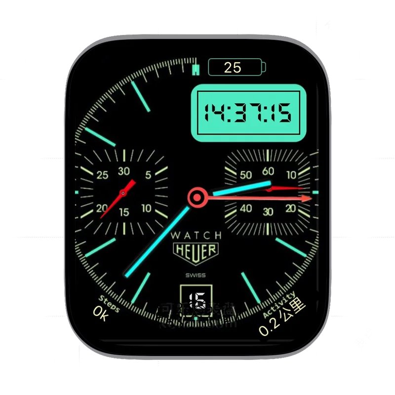 黑色背景双盘红色指针表盘表盘