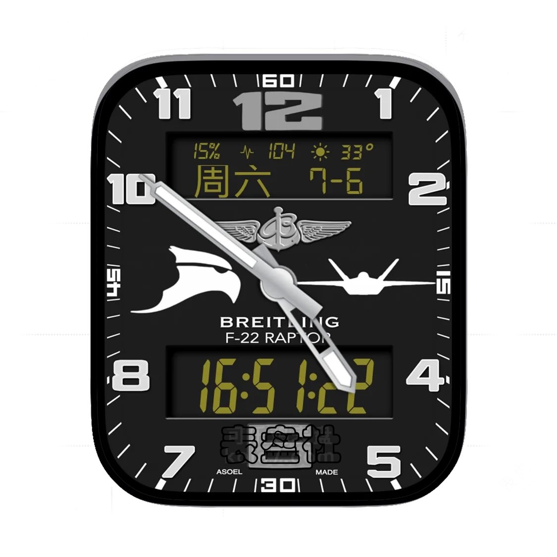 Breitling百年灵酷黑复杂功能数字表盘