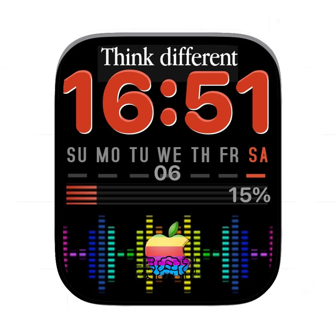 Think different不同凡想苹果老款logo简约表盘