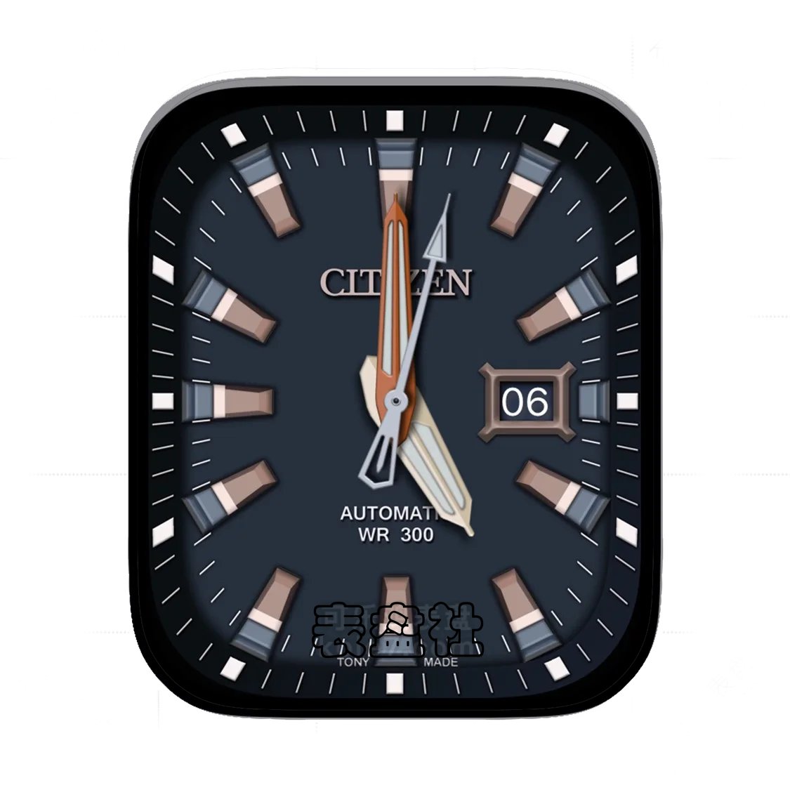 CITIZEN西铁城3D质感简约墨蓝年历Ultra专用表盘