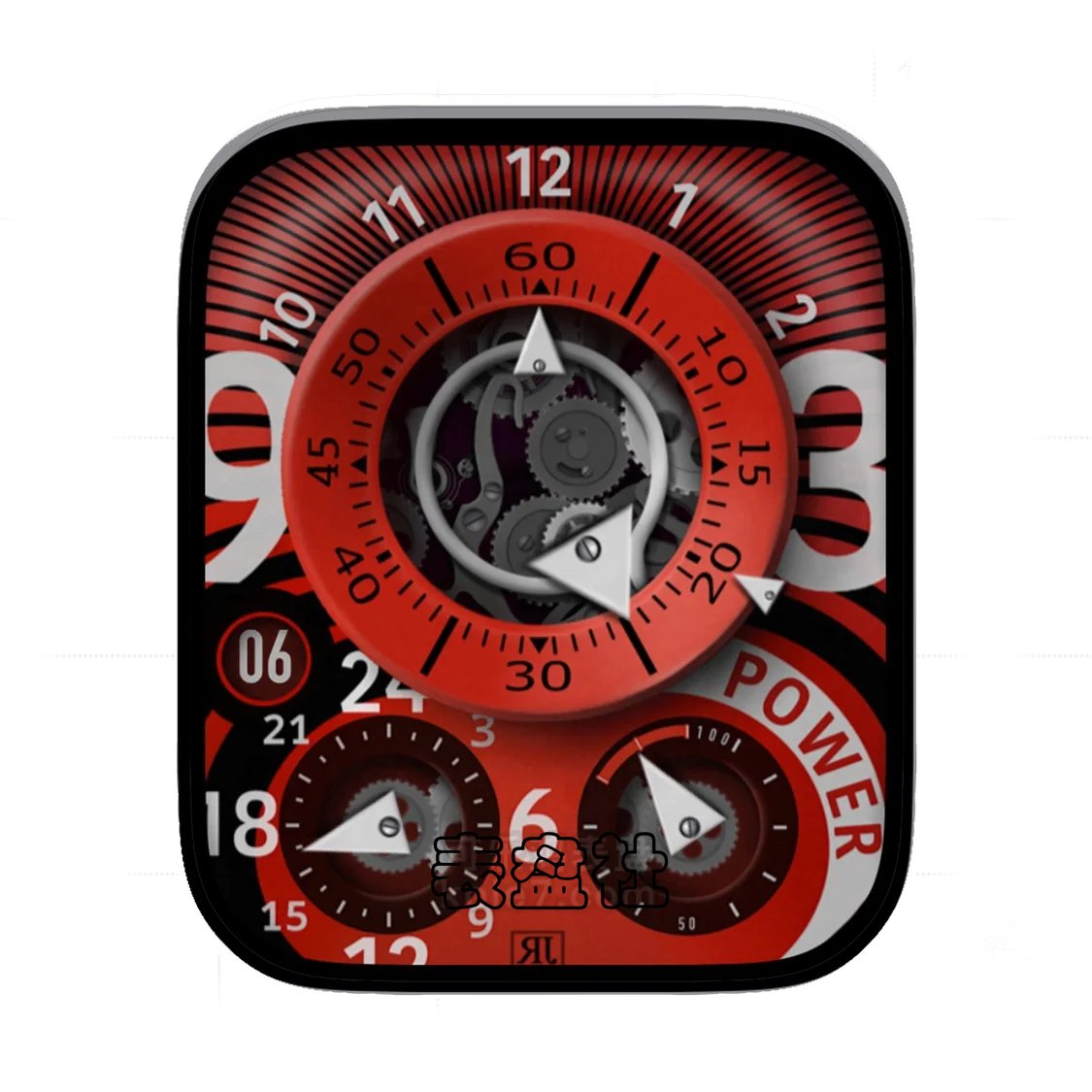 RJ炫酷红机械齿轮简约数字表盘