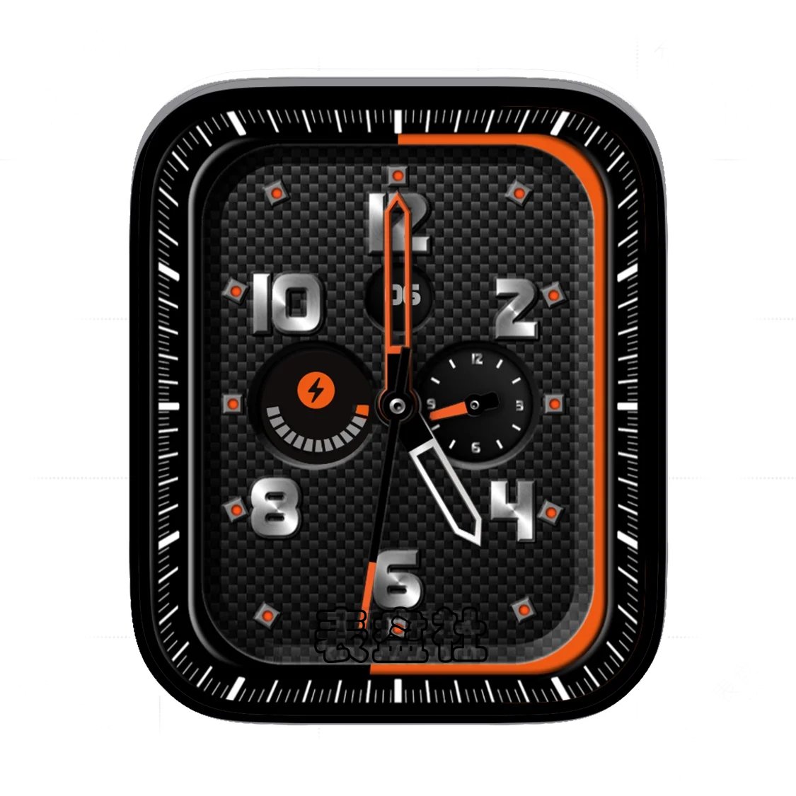 酷黑碳纤维质感双盘式简约数字表盘