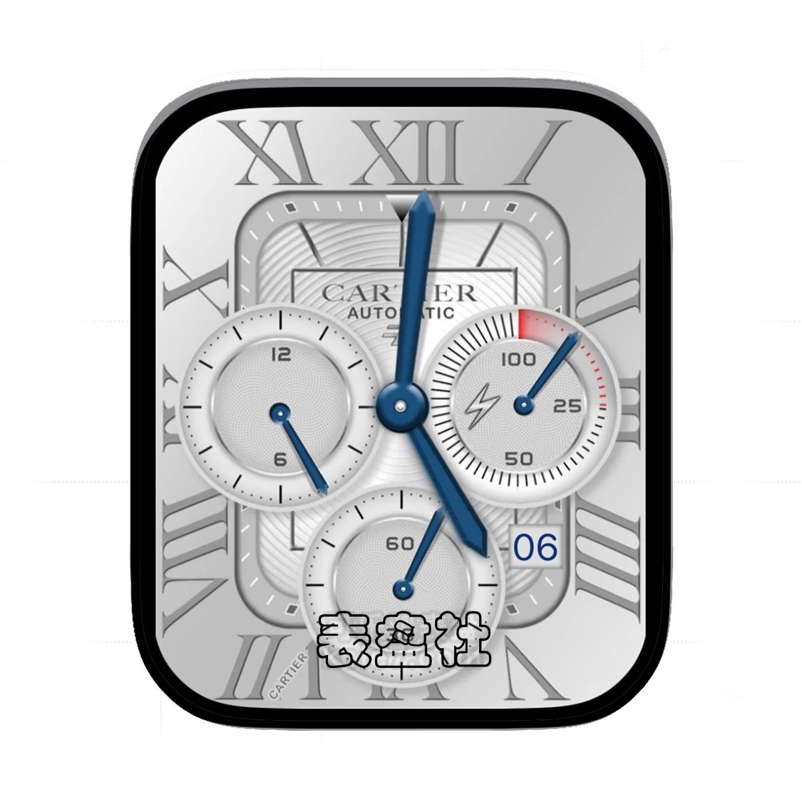 Cartier卡地亚三盘式罗马数字年历表盘