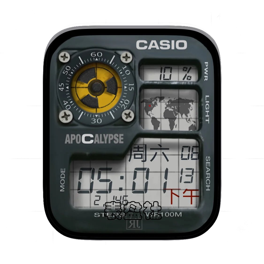 Casio卡西欧炫酷世界地图简约电子数字时间表盘