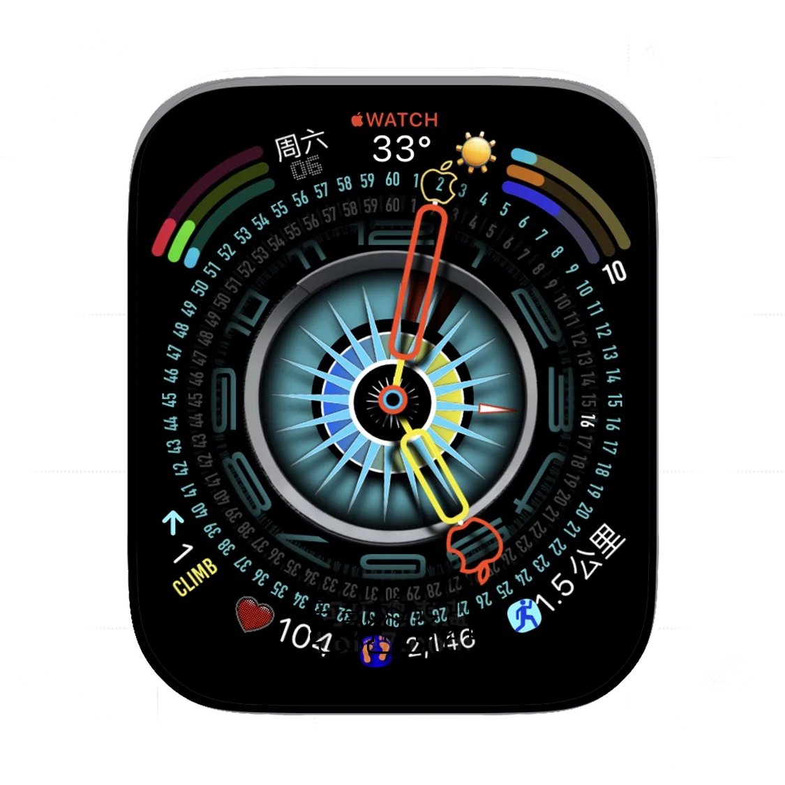 Apple简约logo绚丽复杂功能表盘