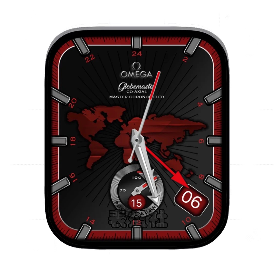 Omega欧米茄暗红世界地图单盘式年历表盘