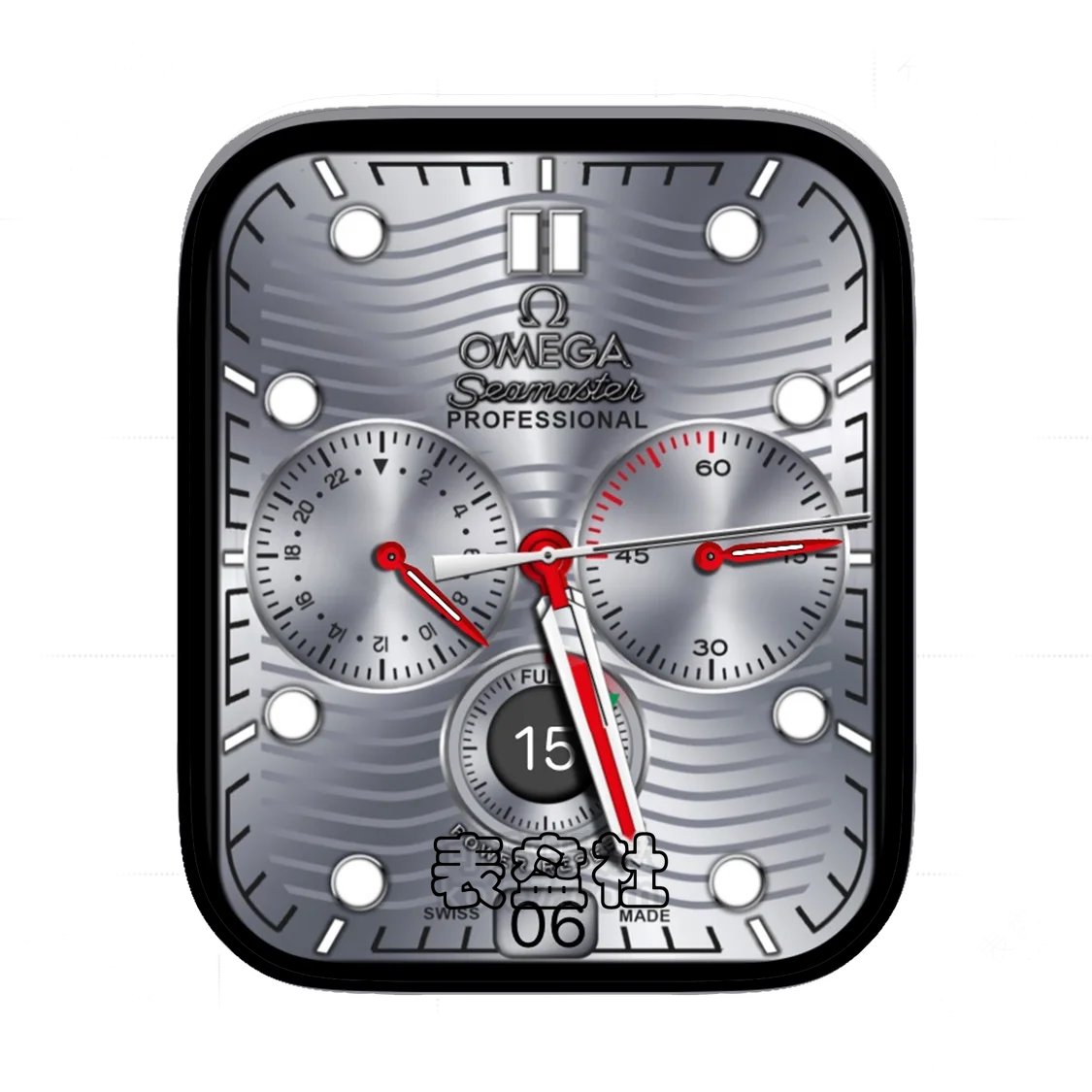 Omega欧米茄渐变银三盘式年历表盘