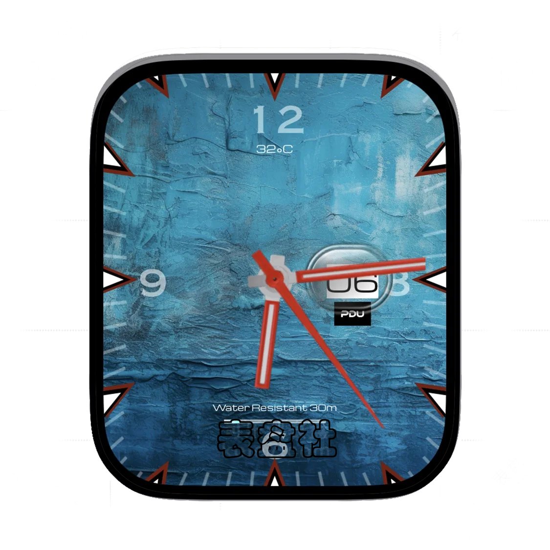 蓝色彩绘简约年历表盘