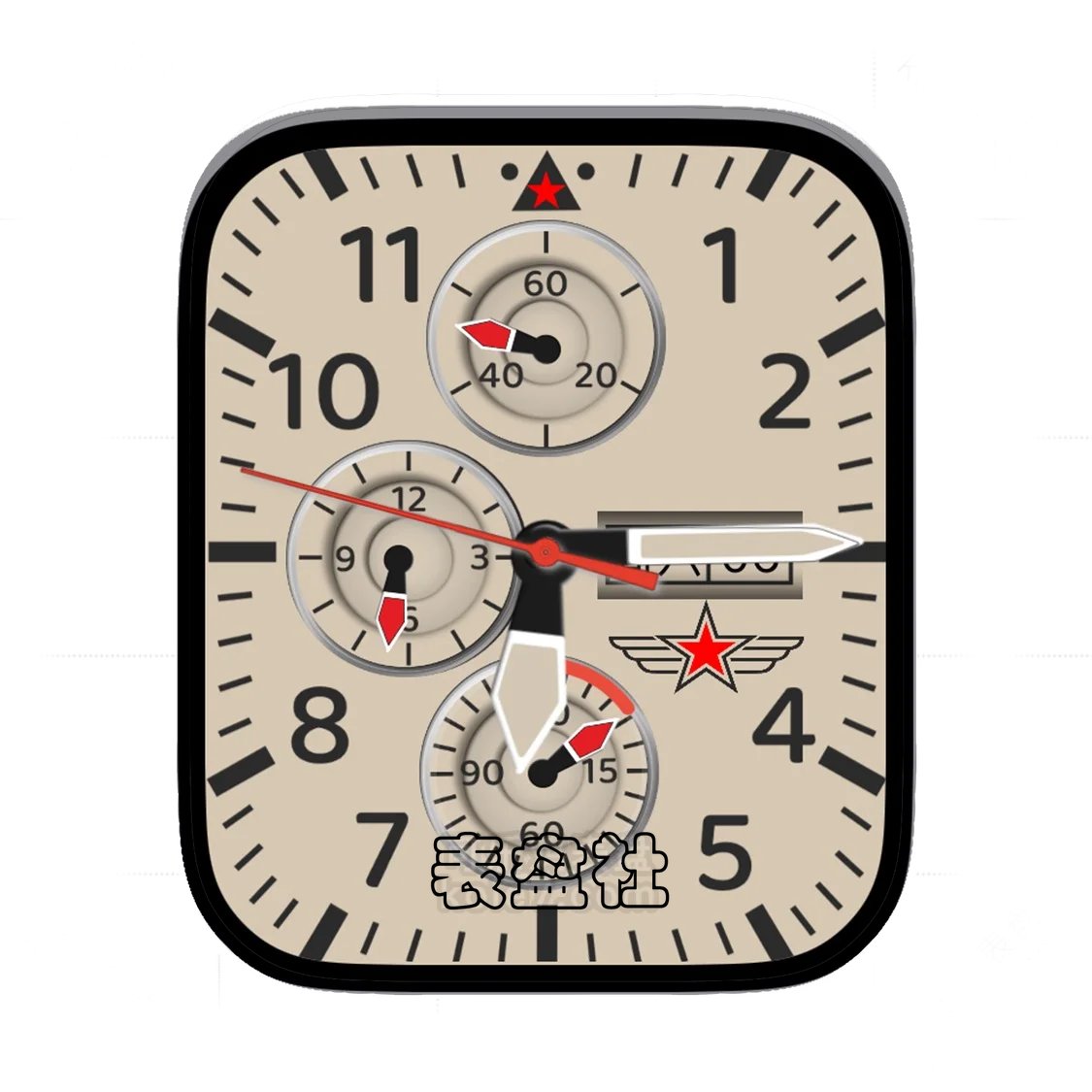 军表简约数字灰底三盘式表盘.clock&clock2 73637