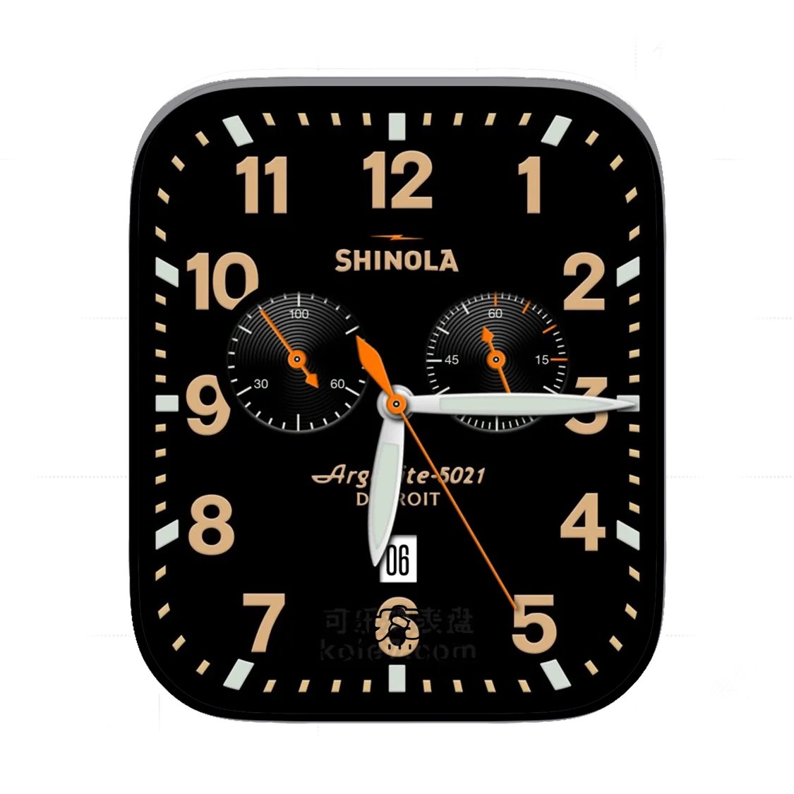 Shinola美国独立制酷黑双盘式简约数字年历Ultra专用表盘