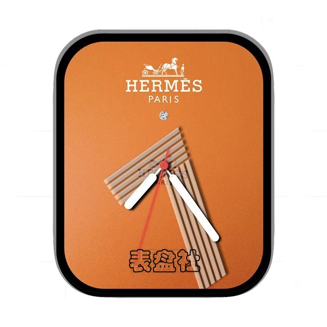 HERMES爱马仕橙黄色钻石指针简约表盘