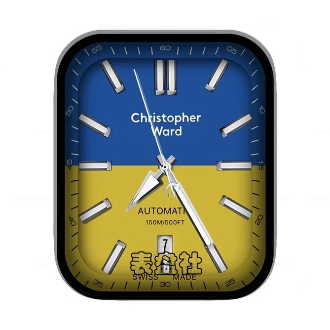 Chkistopher康斯坦茨黄蓝色年历指针表盘