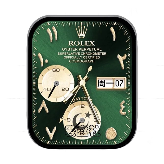 ROLEX劳力士绿金色拉丝双盘式日期年历指针表盘