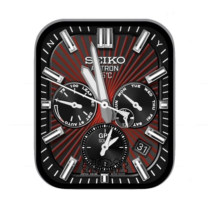 SEIKO精工炭黑红三盘式年历指针UItra专用表盘