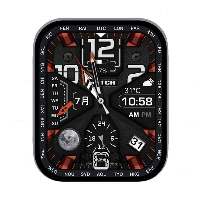 多功能月相单盘式数字数据年历指针表盘