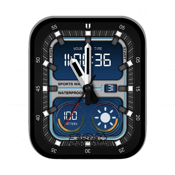 炭黑蓝时间年历指针表盘