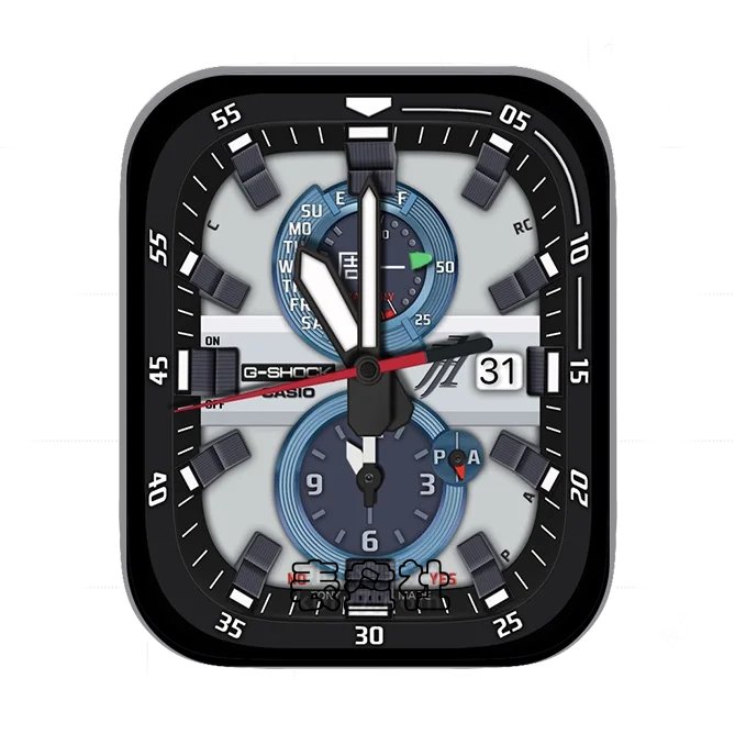 CASIO卡西欧炭黑白双盘式年历指针UItra专用表盘