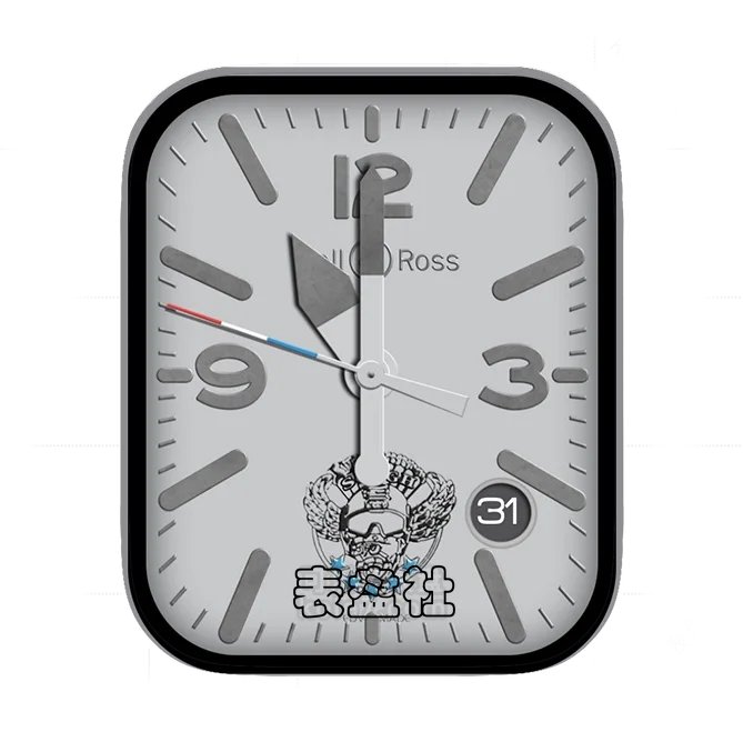 Bell&ross柏莱士炭灰白数字年历指针简约表盘