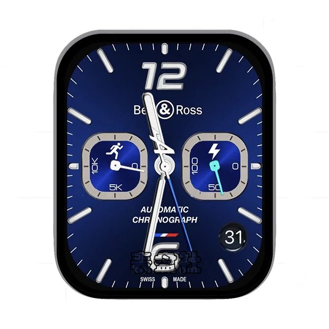 Bell&ross柏莱士深蓝色数字双盘式年历指针UItra专用表盘