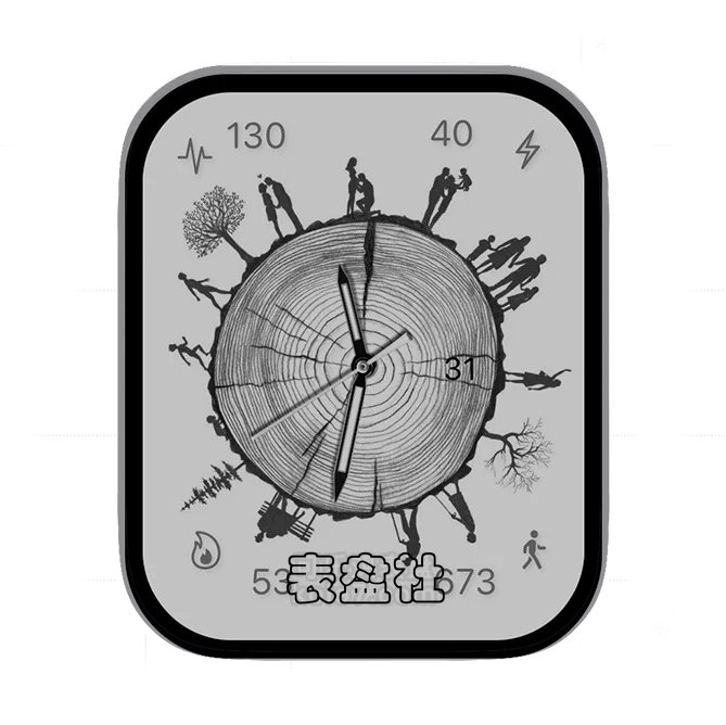 树木年轮人的一生多功能显示表盘.clock&clock2 63959