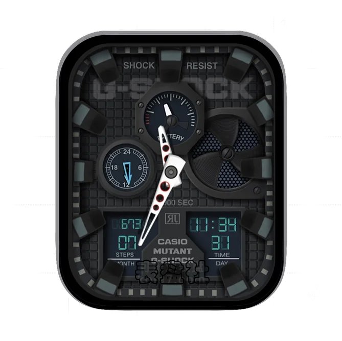 CASIO卡西欧炭黑色双盘式时间UItra专用表盘