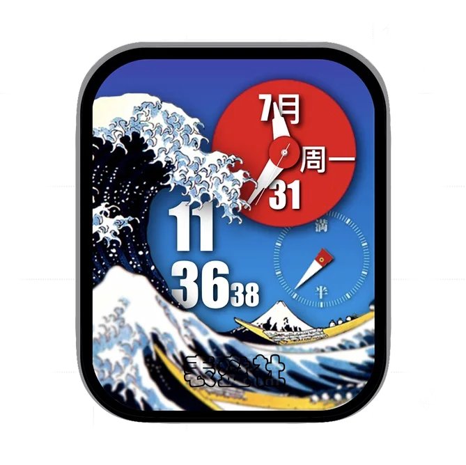 日本绘世画双盘式日期时间表盘