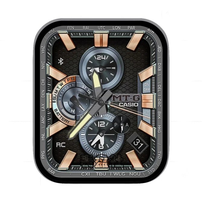 CASIO卡西欧炭黑灰三盘式年历指针表盘