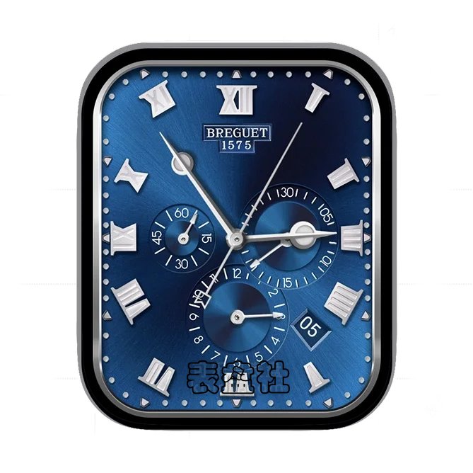 BREGUET宝玑蓝色拉式三盘式年历指针表盘
