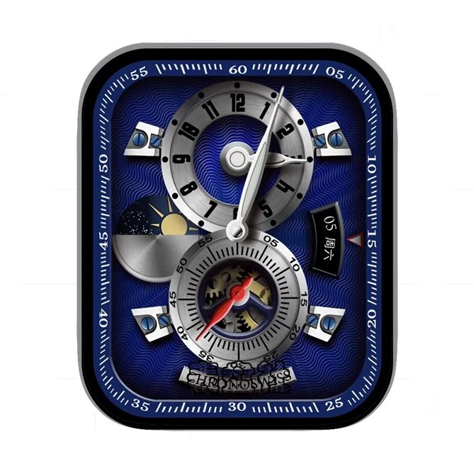 Chronoswiss瑞宝深蓝色浪纹底双盘式月相机械表盘