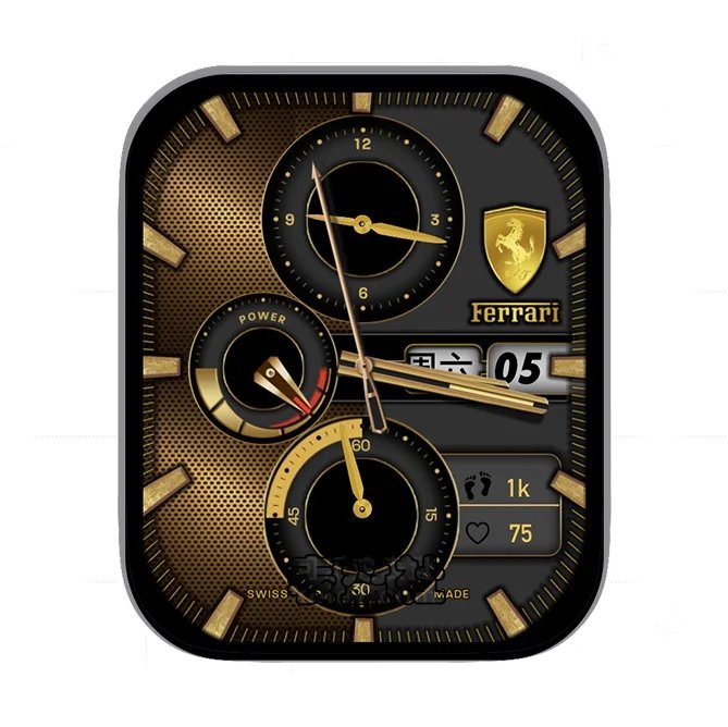 Ferrari法拉利高级金色黄三盘式日期年历指针表盘