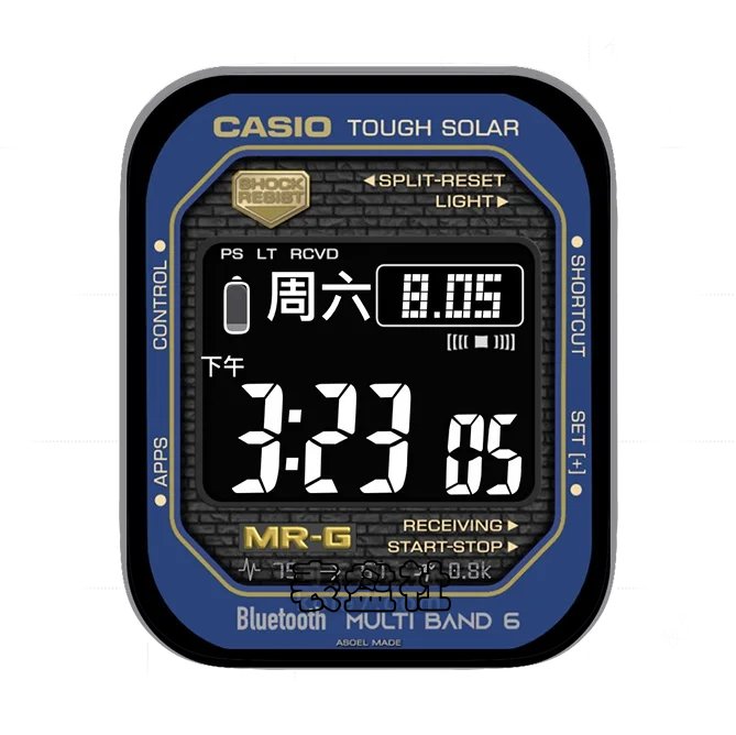 CASIO卡西欧小方屏炭黑蓝日期时间UItra专用表盘