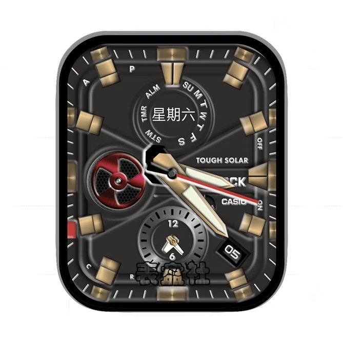 CASIO卡西欧炭黑铜三盘式日期年历指针表盘