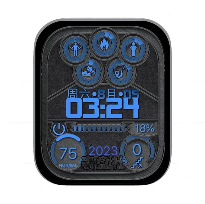 多功能炭黑荧光蓝日期时间表盘