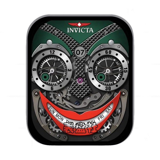 invicta英弗他笑脸双盘式齿轮机械年历表盘