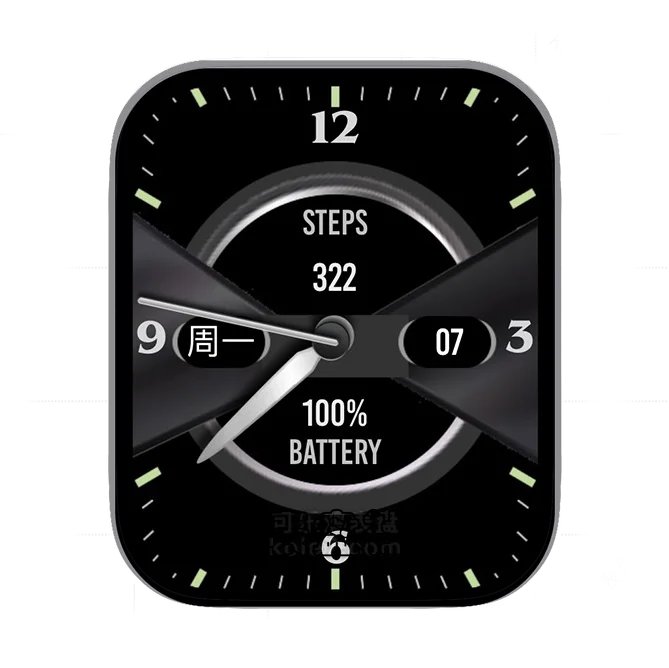 酷黑色数字日期年历指针表盘