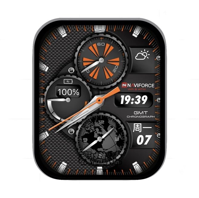 NAVIFORCE领翔炭黑色三盘式日期时间年历指针表盘
