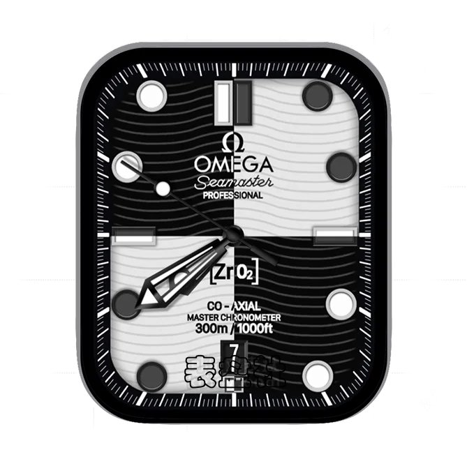OMEGA欧米茄炭黑白浪纹形年历指针表盘